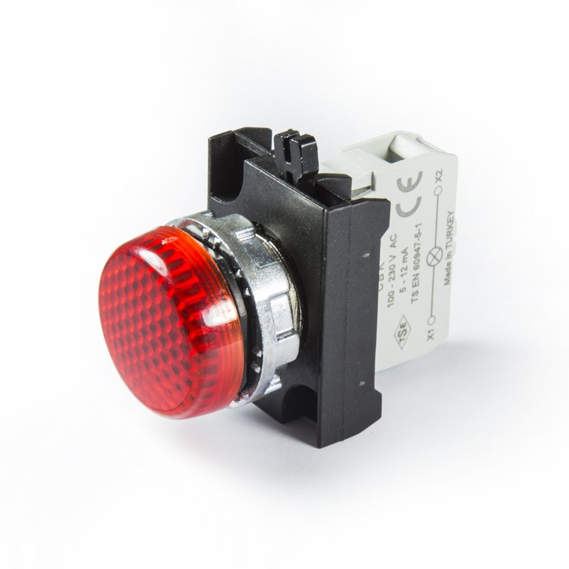 Emas CM0X0XK Kırmızı Sinyal Lambası 48V AC/DC Ledli Kontak Bloklu