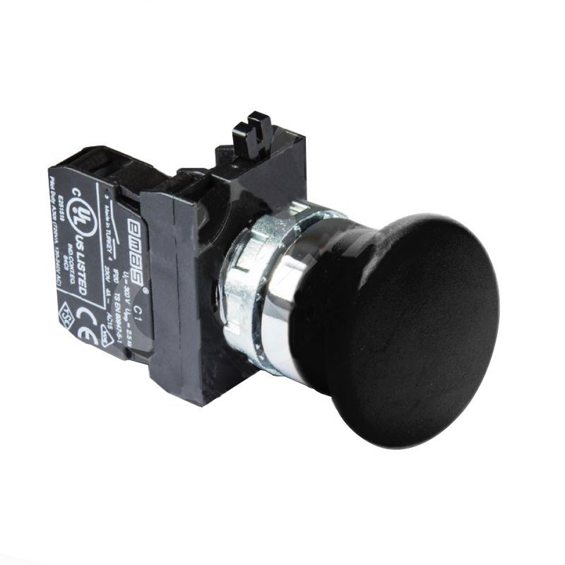 Emas CM100MH 1 NA Siyah Mantar Yaylı Kumanda Butonu