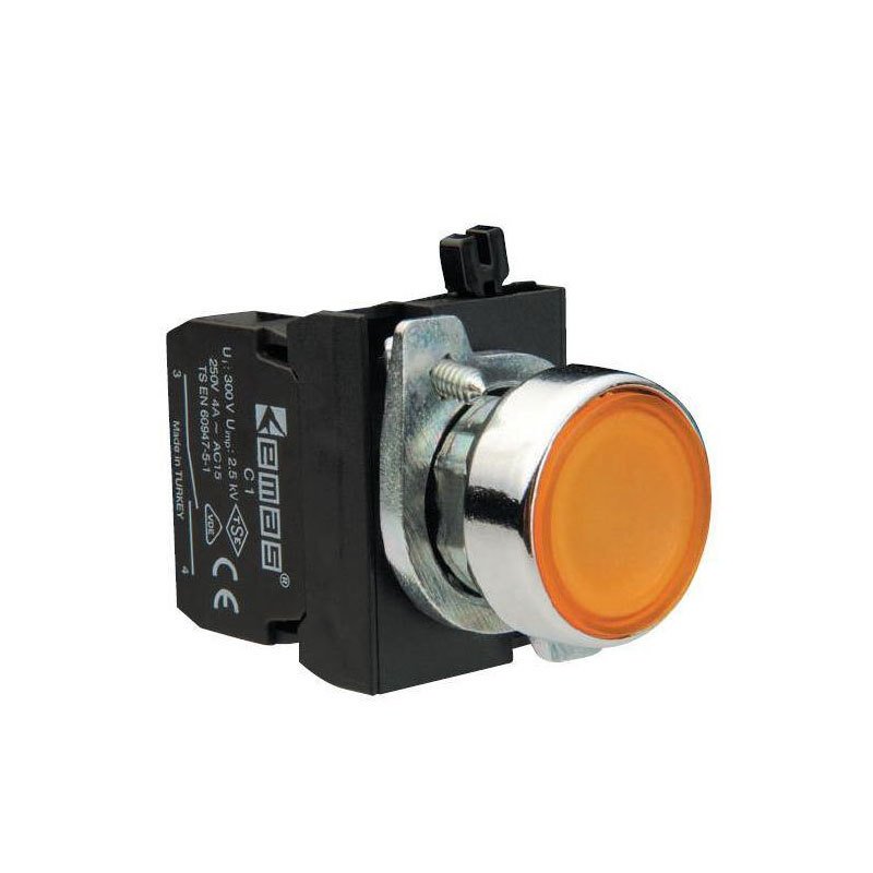 Emas CM101DS 2 NA Sarı Düz Yaylı Kumanda Butonu