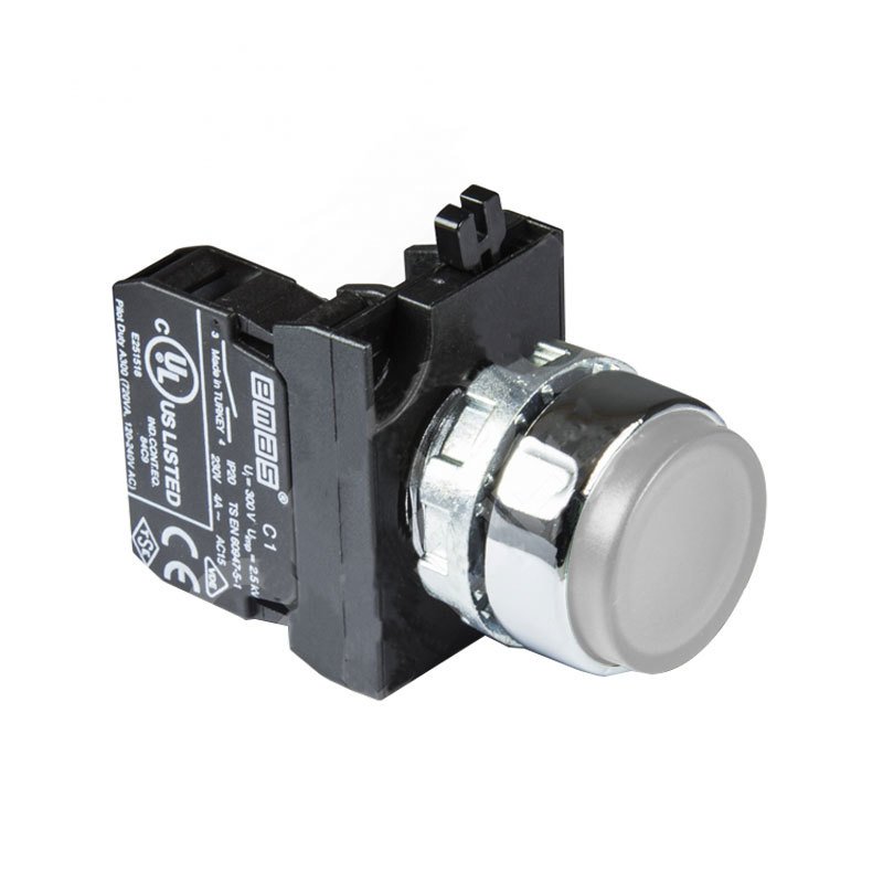 Emas CM202HB 2 NK Beyaz Çıkık Yaylı Kumanda Butonu