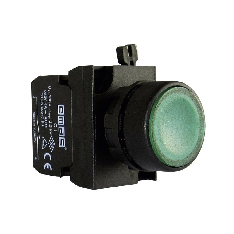 Emas CP100DY Yeşil Düz Kafalı, Yaylı Buton