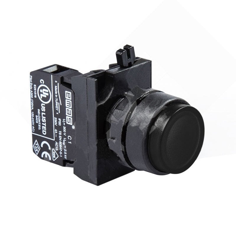 Emas CP100HH 1 NA Siyah Çıkık Yaylı Kumanda Butonu