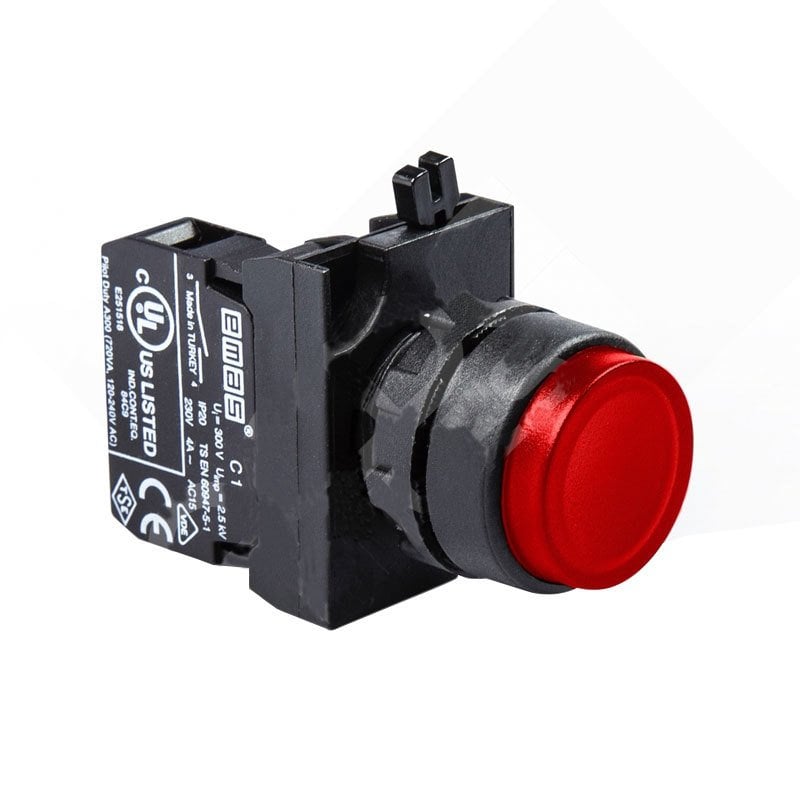 Emas CP100HK 1 NA Kırmızı Çıkık Yaylı Kumanda Butonu